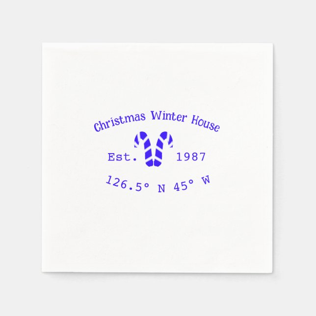 Weihnachts-Weihnachtshaus blaue Süßspeisen. Jahr Serviette (Vorderseite)