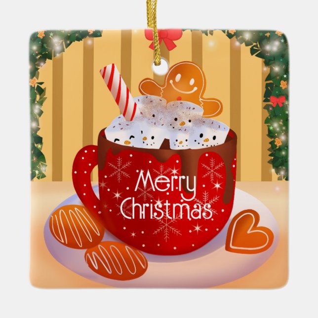 Weihnachts-Weihnachtskalender Keramikornament (Vorderseite)