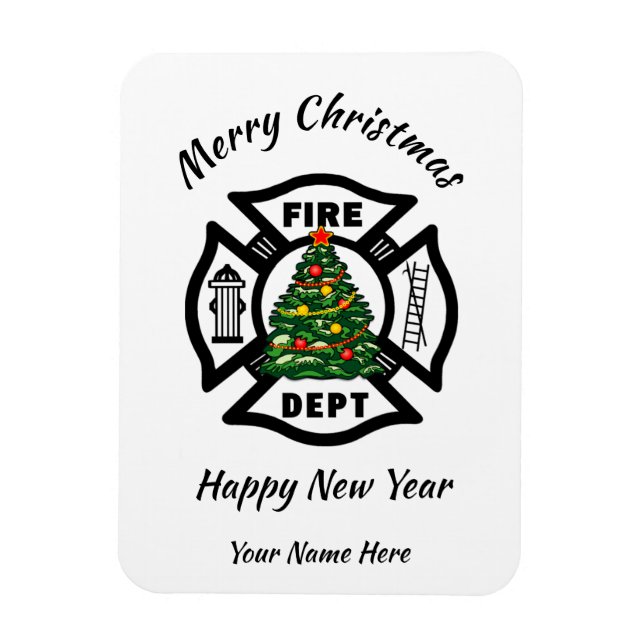 Weihnachts-Weihnachtskarte des Feuerwehrmanns Magnet (Vertikal)