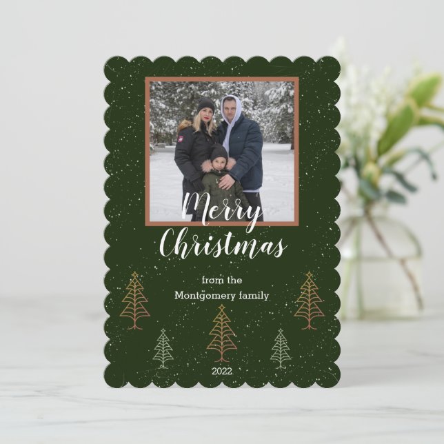 Weihnachts-Weihnachtskarte für das grüne Foto (Stehend Vorderseite)