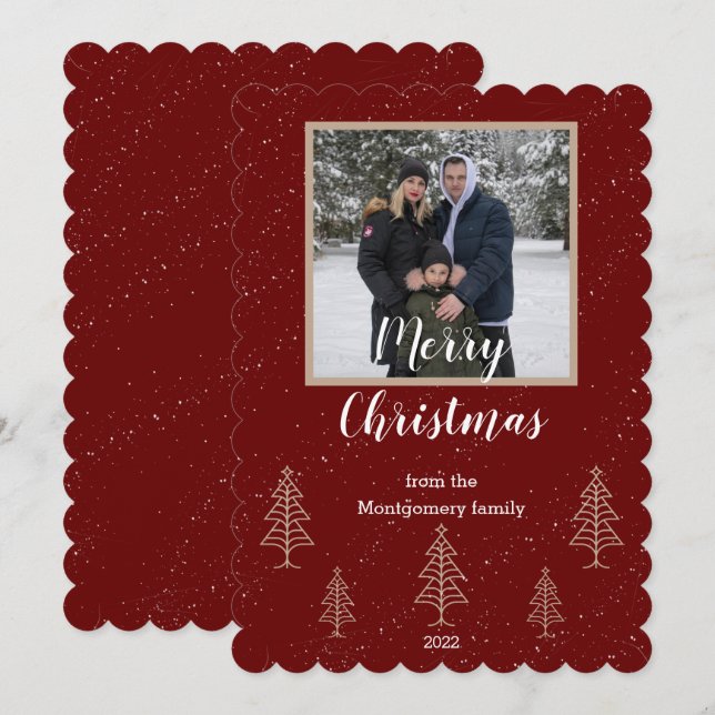 Weihnachts-Weihnachtskarte für Rote Schrift Foto (Vorne/Hinten)