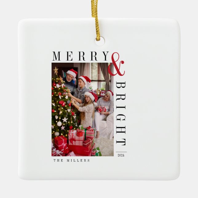 Weihnachts-Weihnachtskarte Moderne Drehbuchaufenth Keramikornament (Vorderseite)