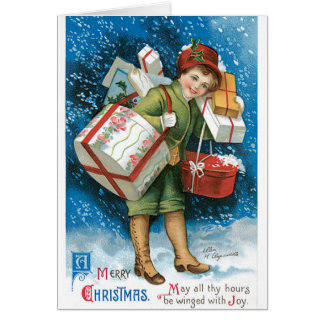 Weihnachts-Weihnachtskarte Snow Boy Geschenke Gesc