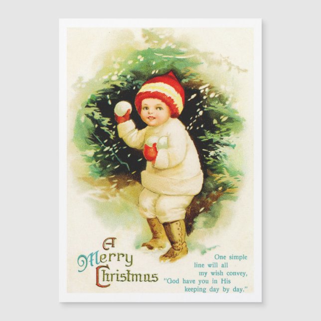 Weihnachts-Weihnachtskarte Snowball Fight Holiday  Magnetkarte (Vorderseite)