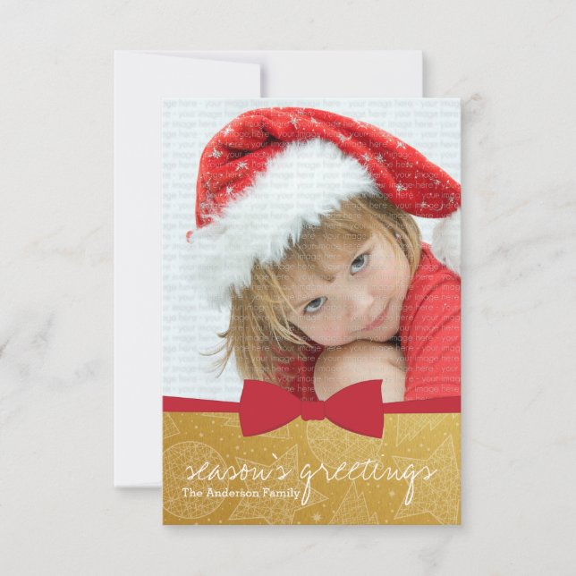 Weihnachts-Weihnachtskarte von Red Ribbon Einladung (Vorderseite)
