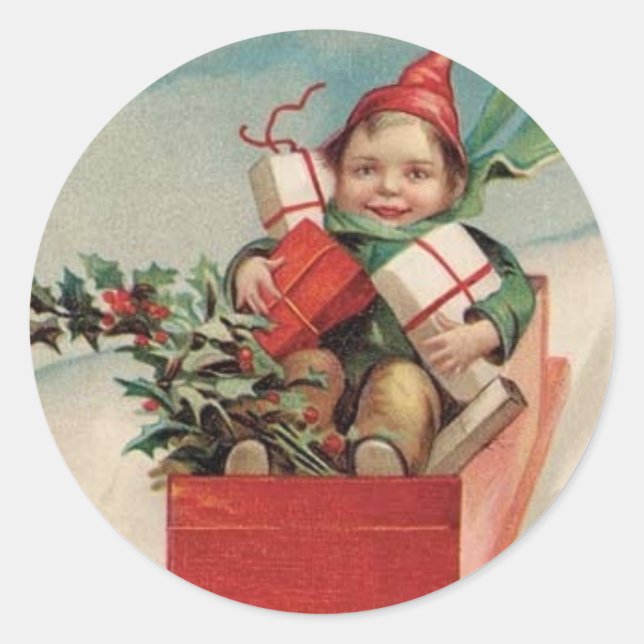 Weihnachts-Weihnachtskind präsentiert Aufkleber (Vorderseite)