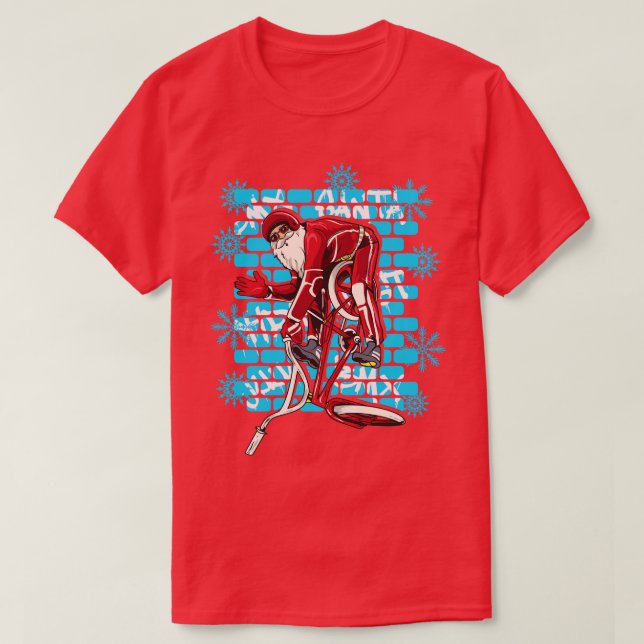 Weihnachts-Weihnachtsklaus BMX Freestyle Tricks T-Shirt (Design vorne)