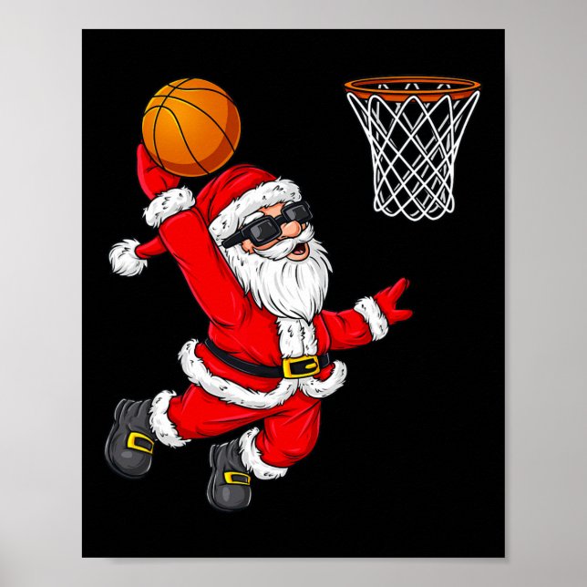 Weihnachts Weihnachtsklaus Dunking A Basketball Bo Poster (Vorne)