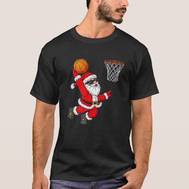 Weihnachts Weihnachtsklaus Dunking A Basketball Bo T-Shirt (Vorderseite)