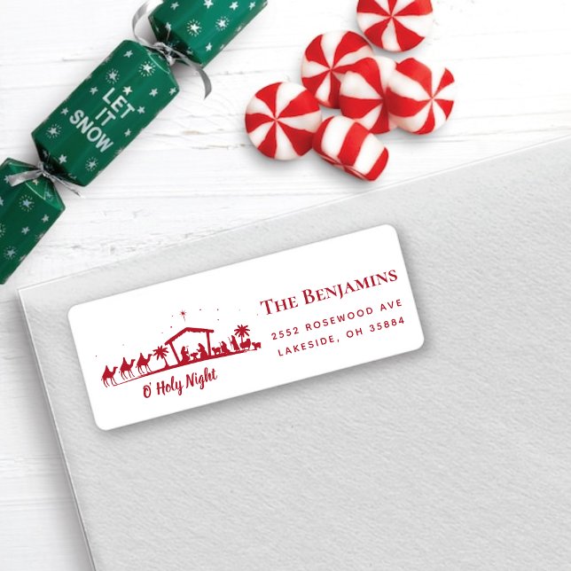 Weihnachts Weihnachtskrippe Rücksendeadresse Etike (Christmas Holiday Nativity Return Address Label)