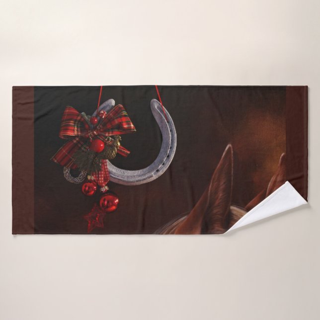Weihnachts-Weihnachtslieder für Pferde - Foto Badhandtuch Set (Badehandtuch)