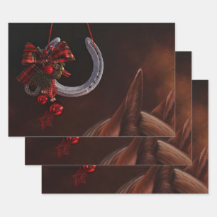 Weihnachts-Weihnachtslieder für Pferde - Foto Geschenkpapier Set