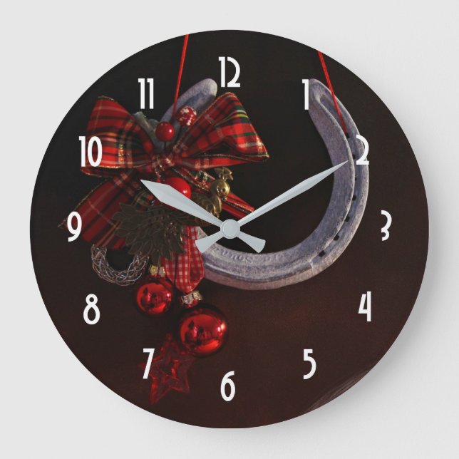Weihnachts-Weihnachtslieder für Pferde - Foto Große Wanduhr (Vorderseite)