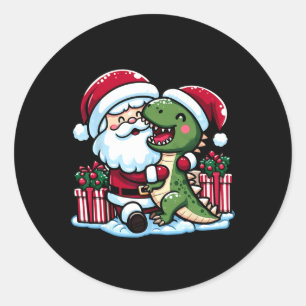 Weihnachts Weihnachtslieder Rex Dinosaurier in San Runder Aufkleber