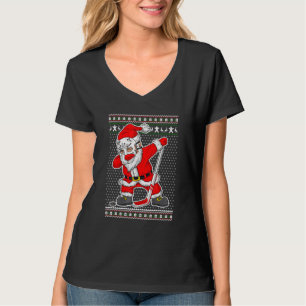 Weihnachts Weihnachtsmann-Dabbing Hockey Player Bo T-Shirt