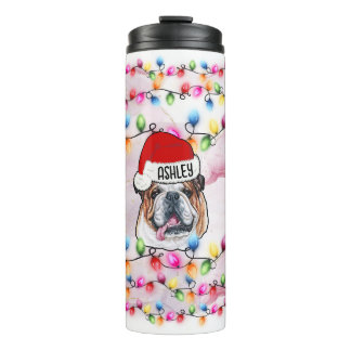Weihnachts Weihnachtsmann Englischer Bulldog Hund Thermosbecher