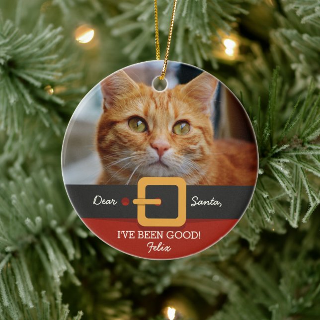 Weihnachts-Weihnachtsmann-Foto und Name Custom Keramik Ornament (Baum)