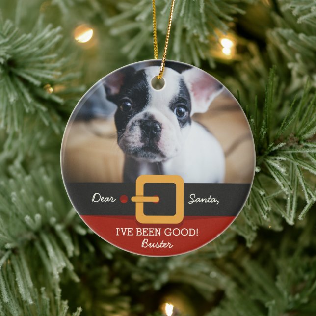 Weihnachts-Weihnachtsmann-Foto und Name Custom Keramikornament (Baum)