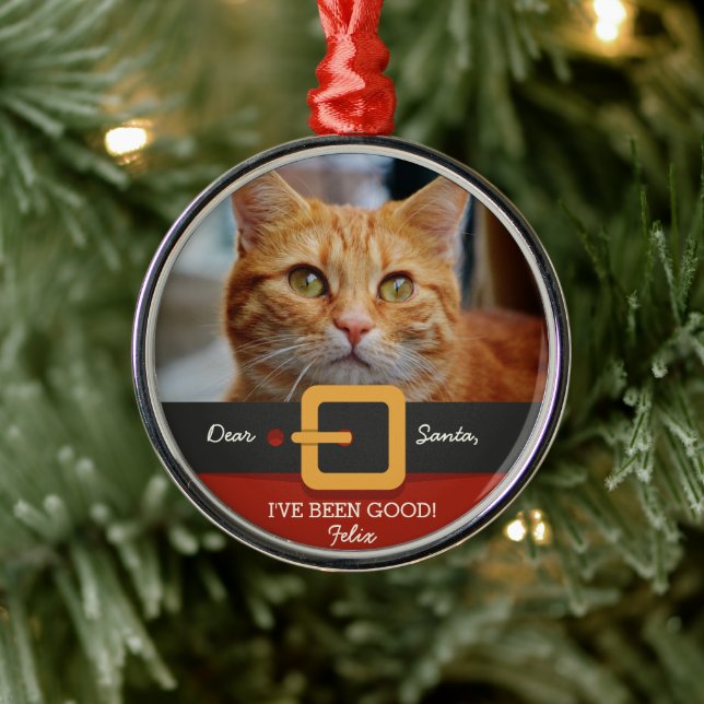 Weihnachts-Weihnachtsmann-Foto und Name Custom Silbernes Ornament (Baum)