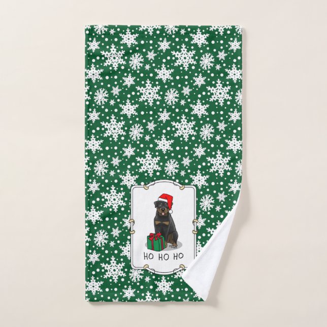Weihnachts Weihnachtsmann Hat Rottweiler Dog Funny Badhandtuch Set (Handtuch)