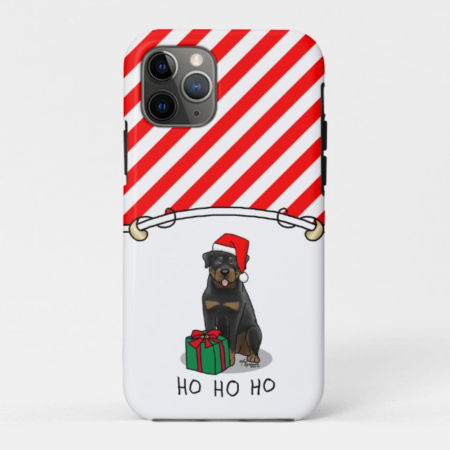 Weihnachts Weihnachtsmann Hat Rottweiler Dog Funny Case-Mate iPhone Hülle (Rückseite)