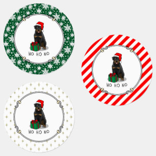 Weihnachts Weihnachtsmann Hat Rottweiler Dog Funny Etiketten