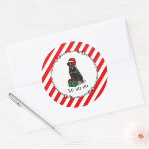 Weihnachts Weihnachtsmann Hat Rottweiler Dog Funny Runder Aufkleber