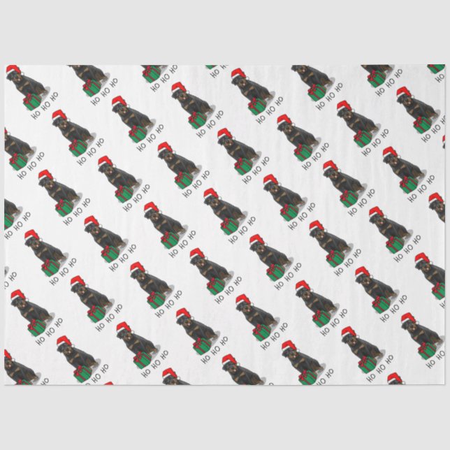 Weihnachts Weihnachtsmann Hat Rottweiler Dog Funny Seidenpapier (Vorderseite)