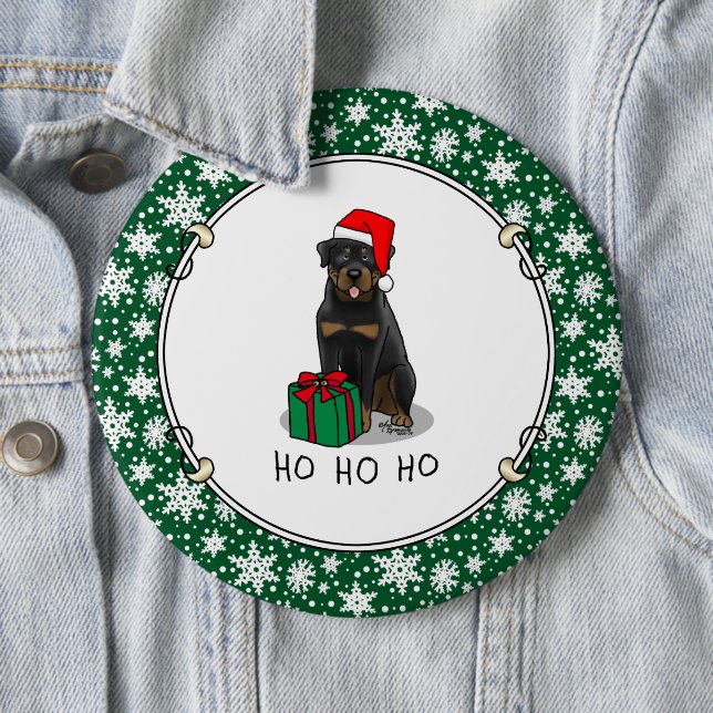 Weihnachts Weihnachtsmann Hat Rottweiler Hund Nied Button (Beispiel)