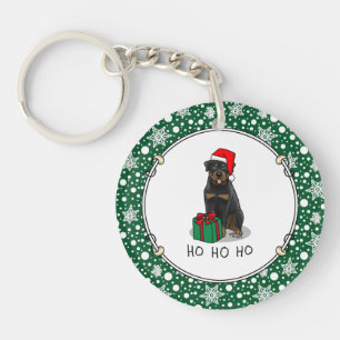 Weihnachts Weihnachtsmann Hat Rottweiler Hund Nied Schlüsselanhänger