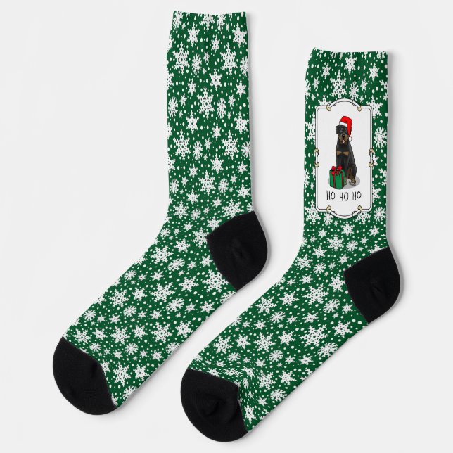 Weihnachts Weihnachtsmann Hat Rottweiler Hund Nied Socken (Linkes Detail)
