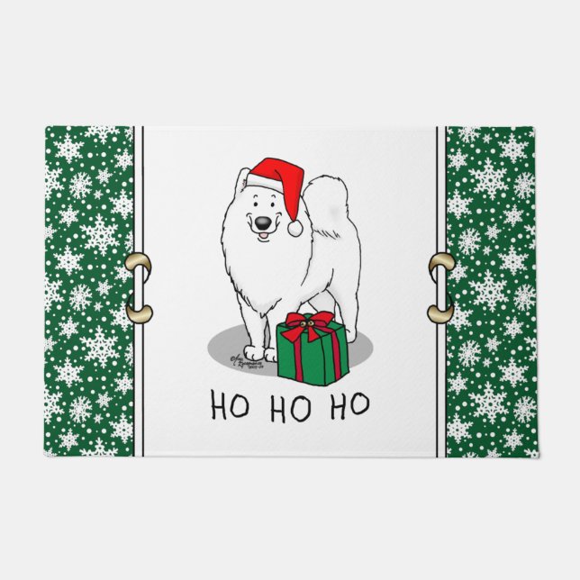 Weihnachts Weihnachtsmann Hat Samoyed Hund Niedlic Fußmatte (Vorderseite)