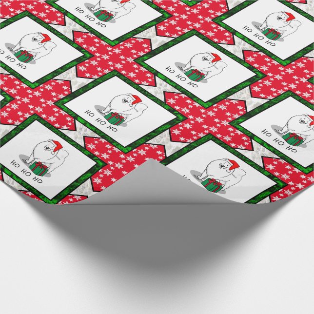 Weihnachts Weihnachtsmann Hat Samoyed Hund Niedlic Geschenkpapier (Ecke)