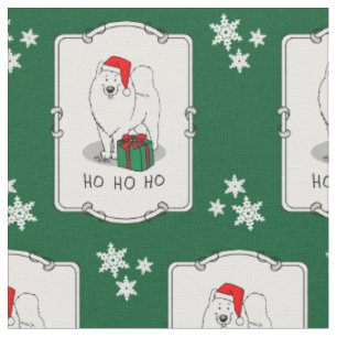 Weihnachts Weihnachtsmann Hat Samoyed Hund Niedlic Stoff