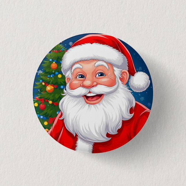 Weihnachts-Weihnachtsmann in Red Hat lächeln Button (Vorderseite)