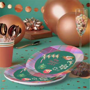 Weihnachts-Weihnachtsmann-Karierte Papierplatte Pappteller