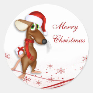 Weihnachts-Weihnachtsmann-Maus-Geschenk-Tag Runder Aufkleber