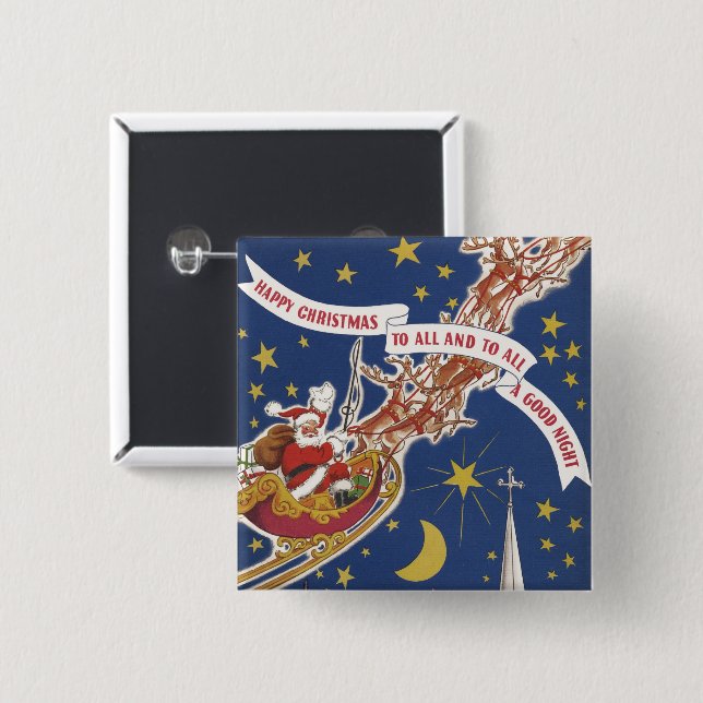 Weihnachts-Weihnachtsmann mit Rentier Button (Vorne & Hinten)