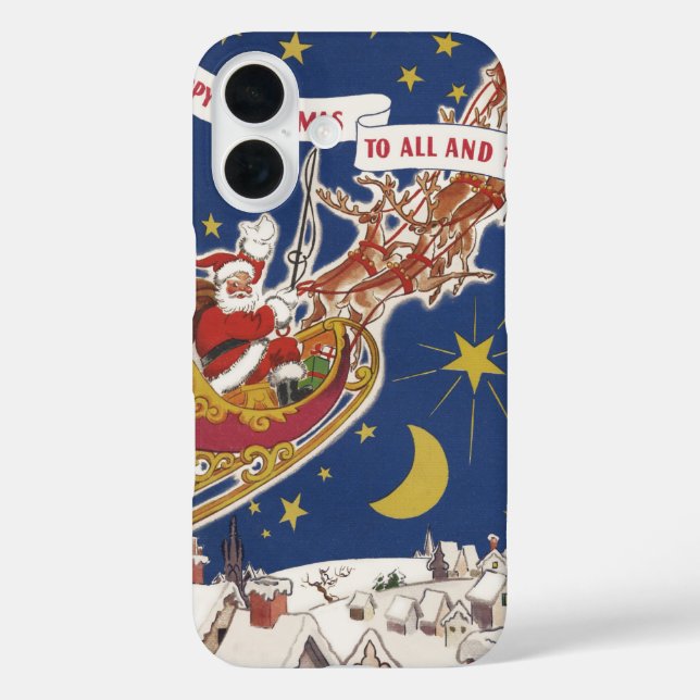 Weihnachts-Weihnachtsmann mit Rentier iPhone 16 Hülle (Rückseite)
