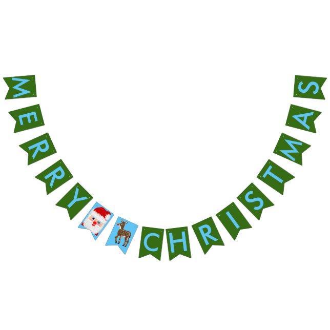 Weihnachts-Weihnachtsmann-Reindeer-Grün-Banner Wimpelkette (Alle)