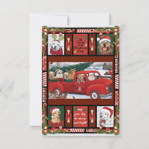 Weihnachts-Weihnachtsmann-Rottruck-Golden Retrieve Dankeskarte