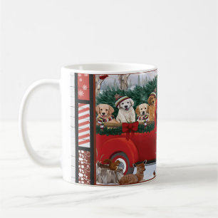 Weihnachts-Weihnachtsmann-Rottruck-Golden Retrieve Kaffeetasse