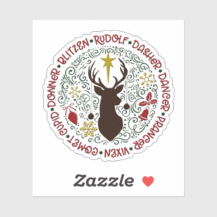 Weihnachts-Weihnachtsmann: Rudolf-Reindeer Aufkleber