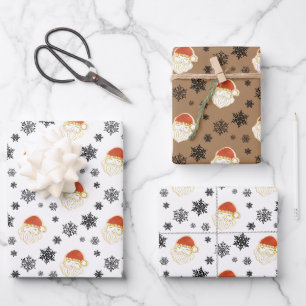Weihnachts-Weihnachtsmann-Schnee-Illustration Geschenkpapier Set