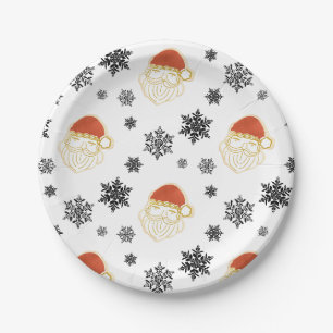 Weihnachts-Weihnachtsmann-Schnee-Illustration Pappteller