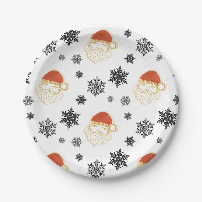 Weihnachts-Weihnachtsmann-Schnee-Illustration Pappteller (Vorderseite)