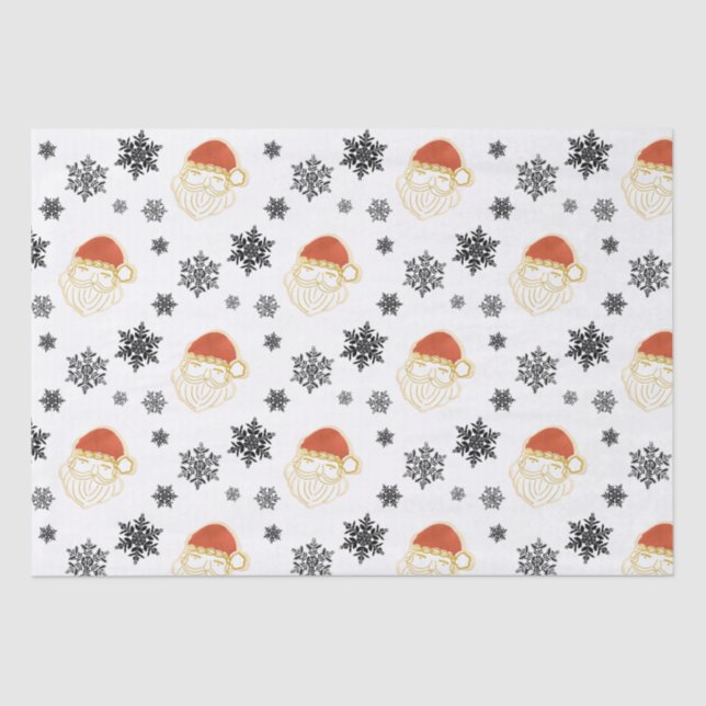 Weihnachts-Weihnachtsmann-Schnee-Illustration Seidenpapier (Vorderseite)