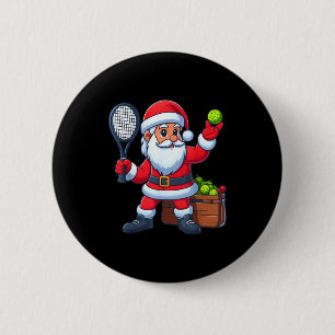 Weihnachts-Weihnachtsmann spielt Pickleball lustig Button
