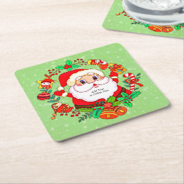 Weihnachts Weihnachtsmann Strumpf Cane Present Hol Rechteckiger Pappuntersetzer