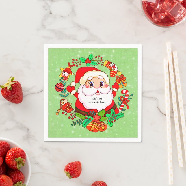 Weihnachts Weihnachtsmann Strumpf Cane Present Hol Serviette (Beispiel)